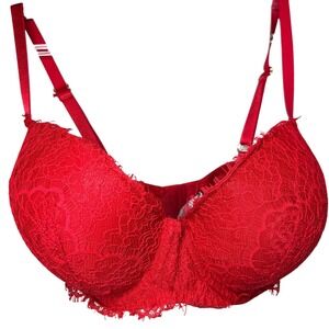 Victoria's Secret Dream Angels‎ Red Lace Lined Demi Bra 32DDD